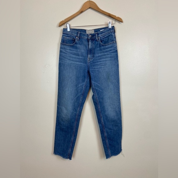 Everlane The Cheeky Jean Classic Blue Raw Hem High Rise Cotton Jeans - Picture 6 of 11